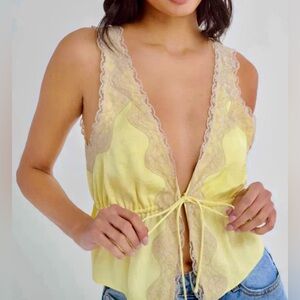 ❌SOLD❌Rumored Yellow Lace Camisole with Tie Front